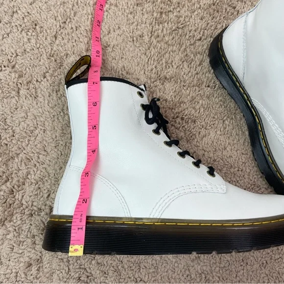 NEW Dr. Martens Docs Zavala White Coated Leather Lace-Up Combat Ankle Boots - Picture 13 of 16
